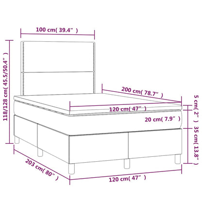 Letto a Molle con Materasso e LED Blu Scuro 120x200cm | homemem39