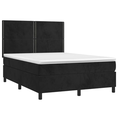 Letto a Molle con Materasso e LED Nero 140x190 cm in Velluto | homemem39
