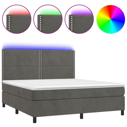 Letto a Molle con Materasso e LED Grigio Scuro 160x200 cm - homemem39