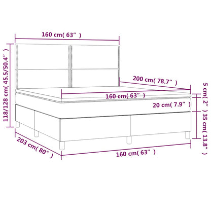 Letto a Molle con Materasso e LED Blu Scuro 160x200 cm | homemem39