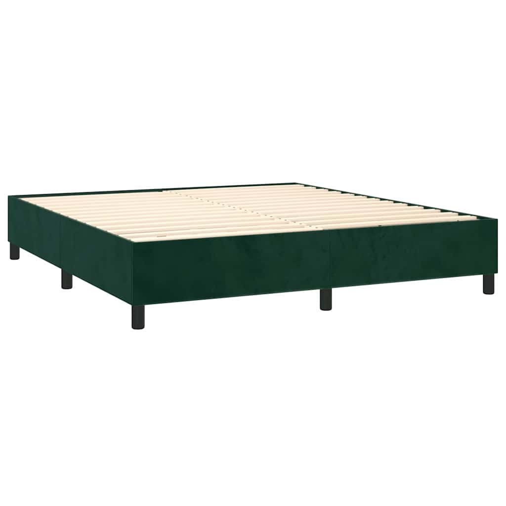 Letto a Molle con Materasso e LED Verde Scuro 180x200cm Velluto | homemem39