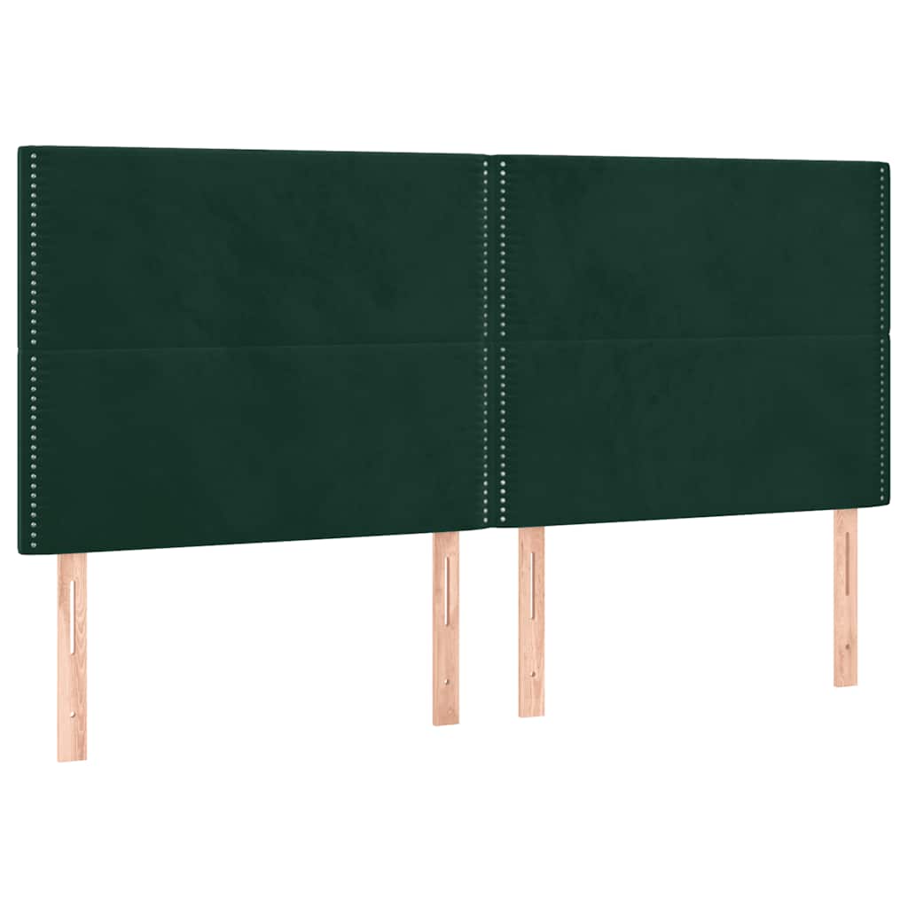 Letto a Molle con Materasso e LED Verde Scuro 180x200cm Velluto