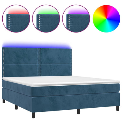 Letto a Molle con Materasso e LED Blu Scuro 180x200 cm - homemem39