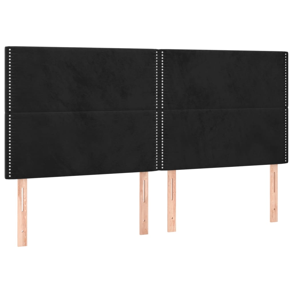 Letto a Molle con Materasso e LED Nero 200x200 cm in Velluto | homemem39