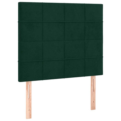 Letto a Molle con Materasso e LED Verde Scuro 90x200cm Velluto