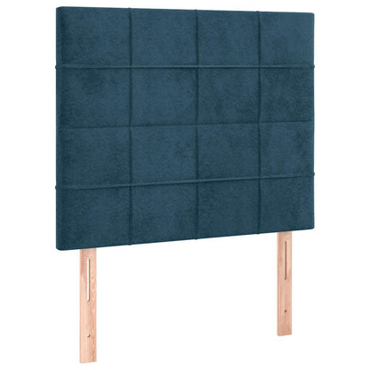 Letto a Molle con Materasso e LED Blu Scuro 100x200 cm