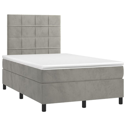 Letto a Molle Materasso e LED Grigio Chiaro 120x200 cm Velluto | homemem39
