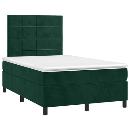 Letto a Molle con Materasso e LED Verde Scuro 120x200cm Velluto | homemem39