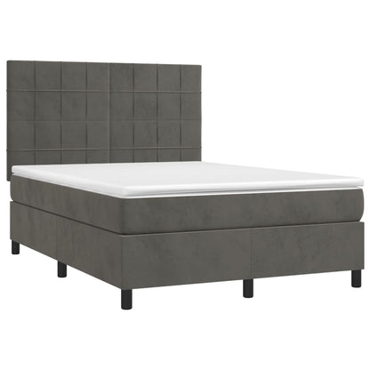 Letto a Molle con Materasso e LED Grigio Scuro 140x190 cm | homemem39