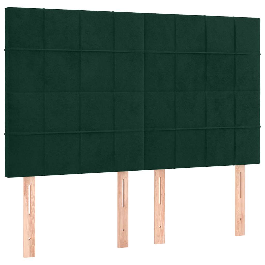 Letto a Molle con Materasso e LED Verde Scuro 140x200cm Velluto