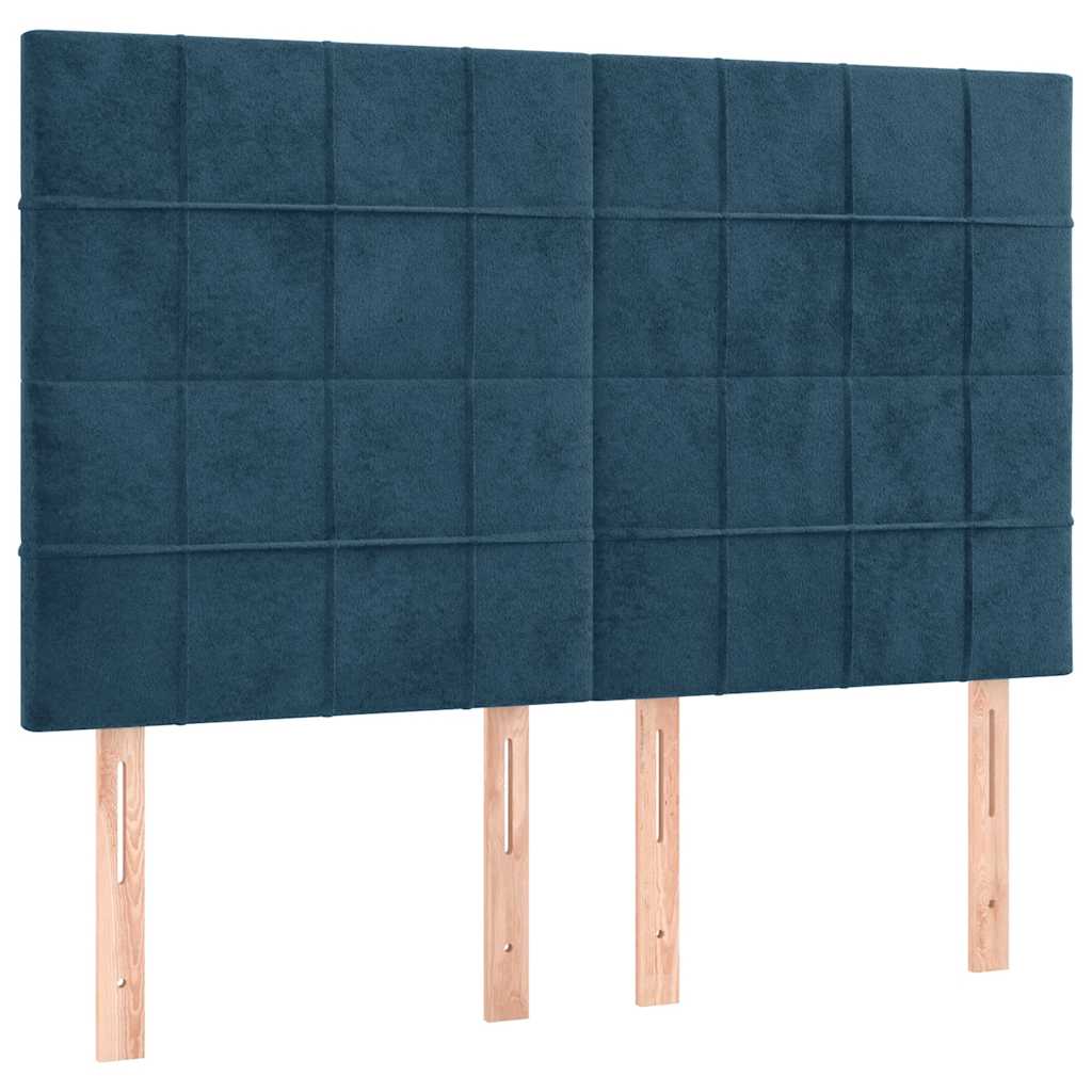 Letto a Molle con Materasso e LED Blu Scuro 140x200 cm