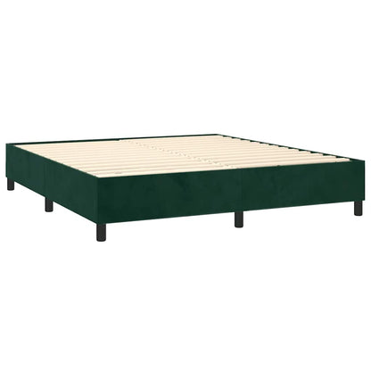 Letto a Molle con Materasso e LED Verde Scuro 160x200cm Velluto