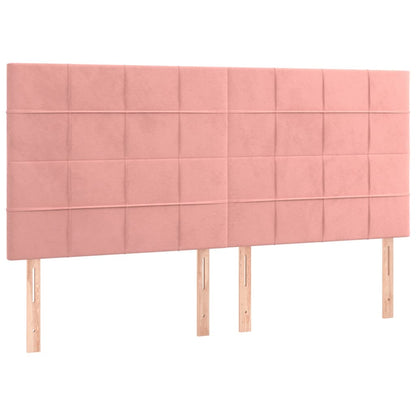 Letto a Molle con Materasso e LED Rosa 180x200 cm in Velluto | homemem39
