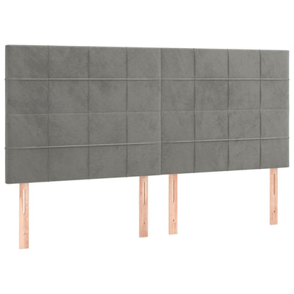 Letto a Molle Materasso e LED Grigio Chiaro 200x200 cm Velluto | homemem39