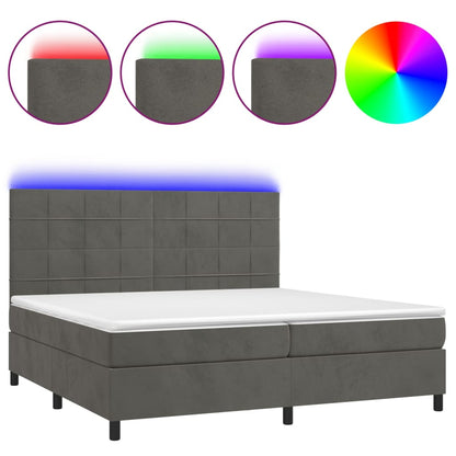 Letto a Molle con Materasso e LED Grigio Scuro 200x200 cm - homemem39