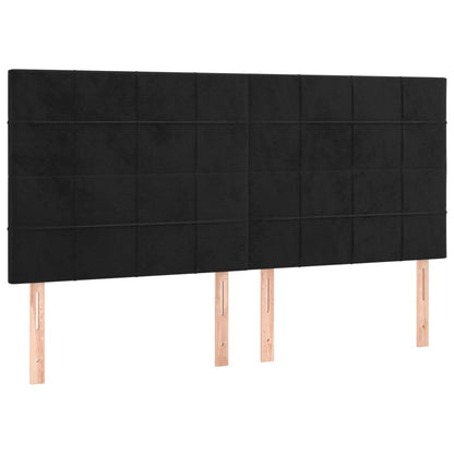 Letto a Molle con Materasso e LED Nero 200x200 cm in Velluto | homemem39