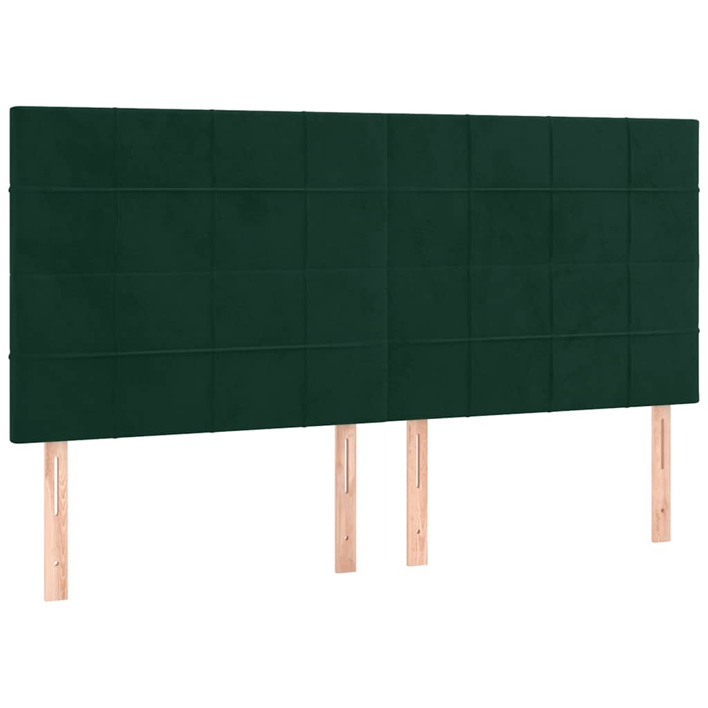 Letto a Molle con Materasso e LED Verde Scuro 200x200cm Velluto