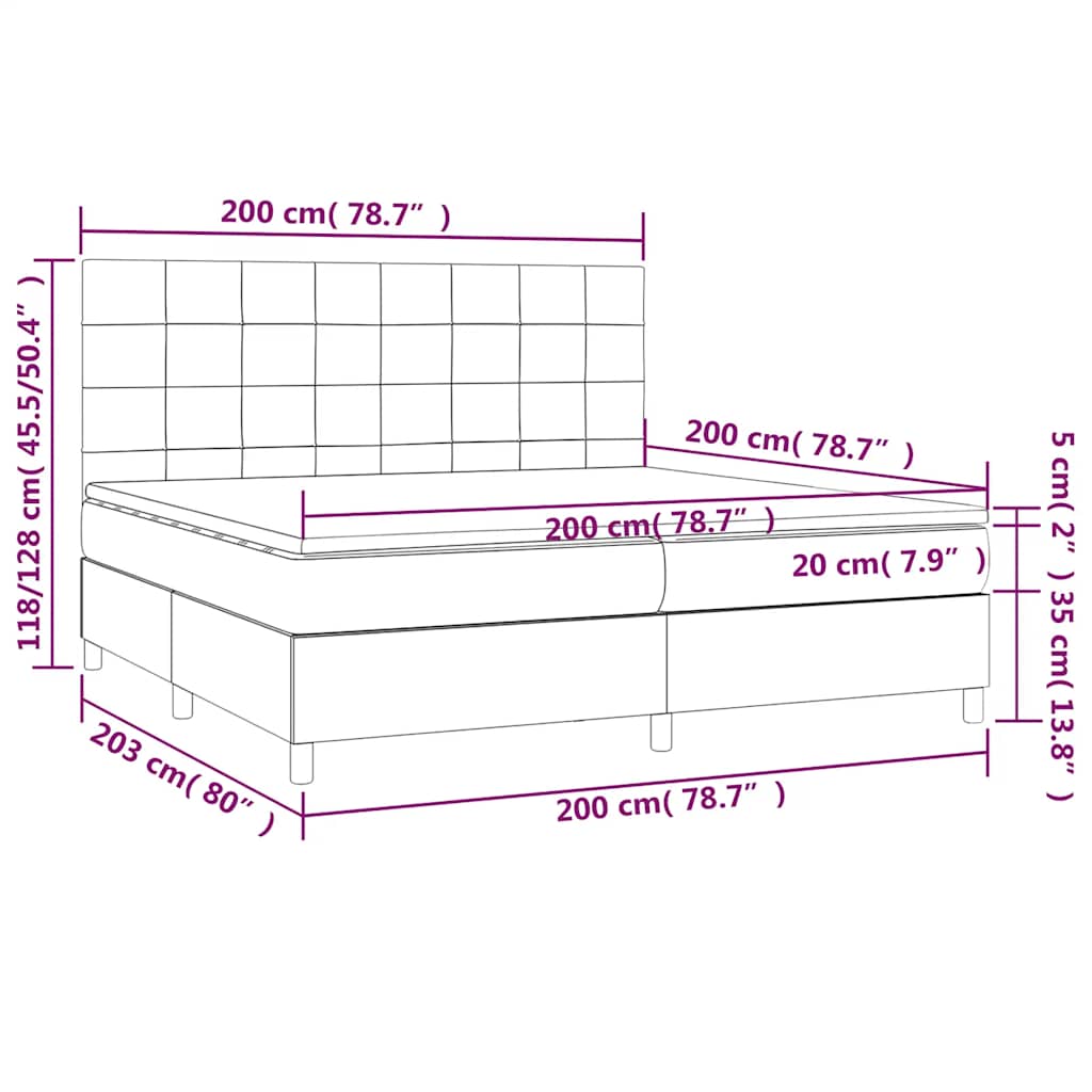 Letto a Molle con Materasso e LED Blu Scuro 200x200 cm | homemem39