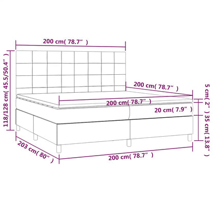 Letto a Molle con Materasso e LED Blu Scuro 200x200 cm | homemem39