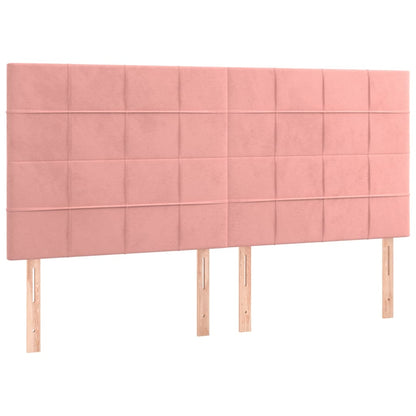Letto a Molle con Materasso e LED Rosa 200x200 cm in Velluto - homemem39