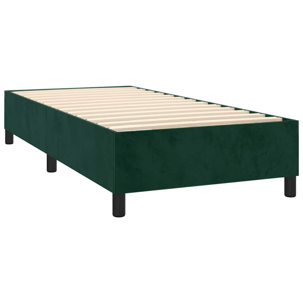 Letto a Molle con Materasso e LED Verde Scuro 80x200cm Velluto | homemem39