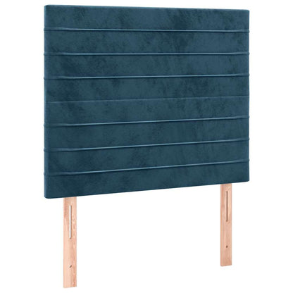 Letto a Molle con Materasso e LED Blu Scuro 80x200cm in Velluto | homemem39