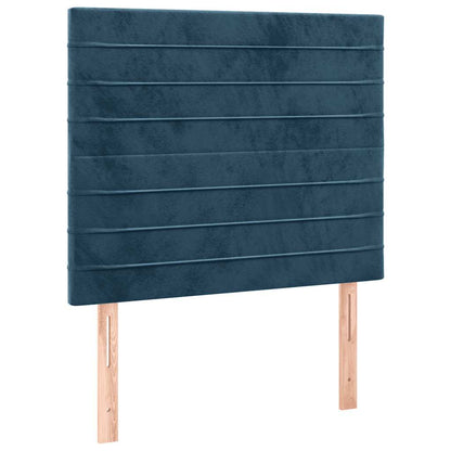 Letto a Molle con Materasso e LED Blu Scuro 90x190cm in Velluto