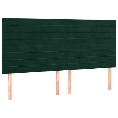 Letto a Molle con Materasso e LED Verde Scuro 160x200cm Velluto | homemem39