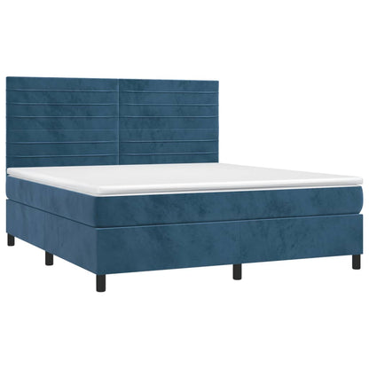 Letto a Molle con Materasso e LED Blu Scuro 160x200 cm - homemem39