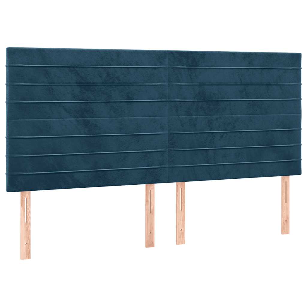 Letto a Molle con Materasso e LED Blu Scuro 160x200 cm