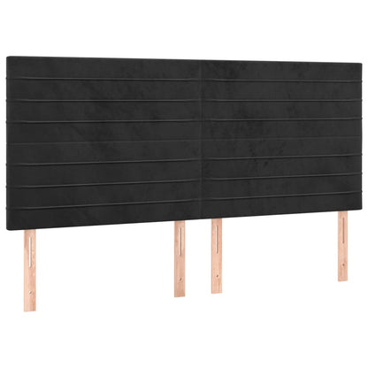 Letto a Molle con Materasso e LED Nero 200x200 cm in Velluto | homemem39