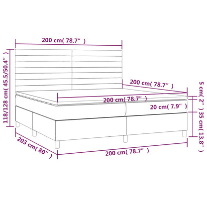 Letto a Molle con Materasso e LED Nero 200x200 cm in Velluto | homemem39
