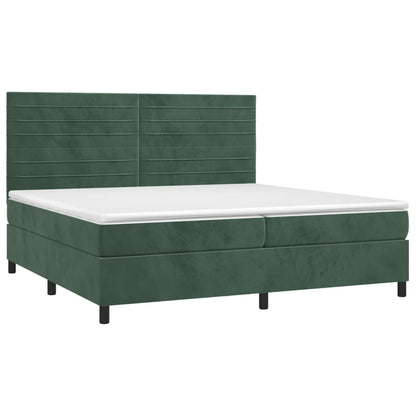 Letto a Molle con Materasso e LED Verde Scuro 200x200cm Velluto - homemem39