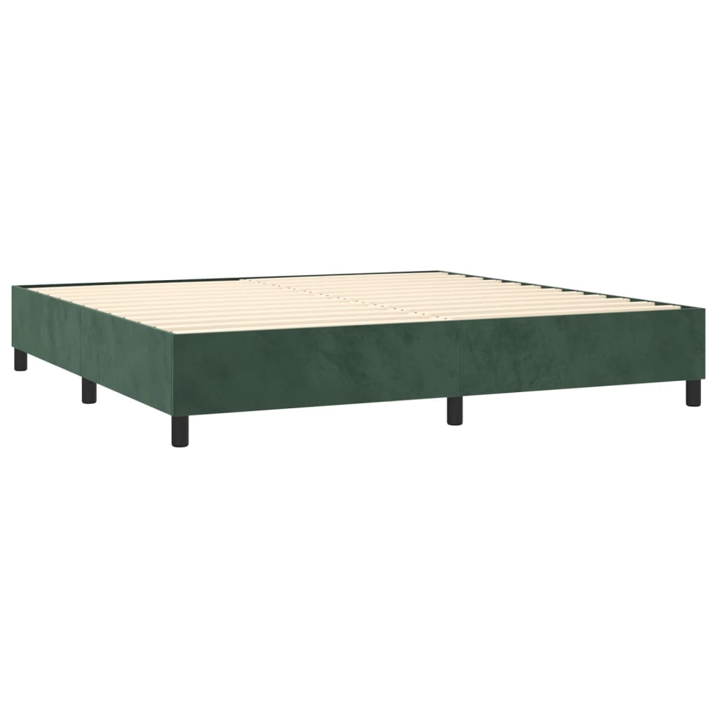 Letto a Molle con Materasso e LED Verde Scuro 200x200cm Velluto - homemem39