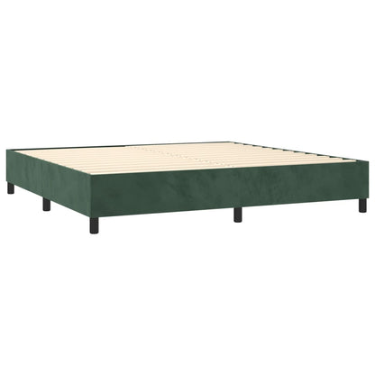 Letto a Molle con Materasso e LED Verde Scuro 200x200cm Velluto - homemem39