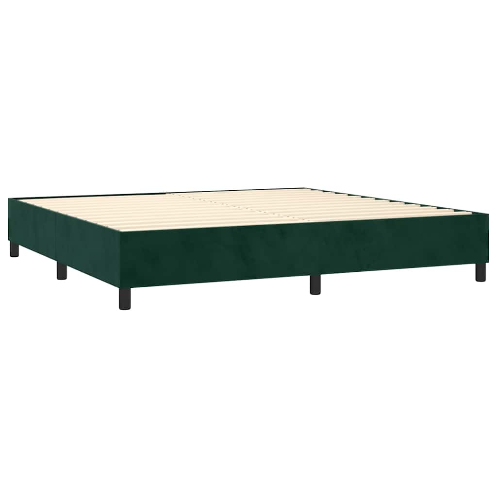 Letto a Molle con Materasso e LED Verde Scuro 200x200cm Velluto