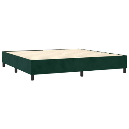 Letto a Molle con Materasso e LED Verde Scuro 200x200cm Velluto