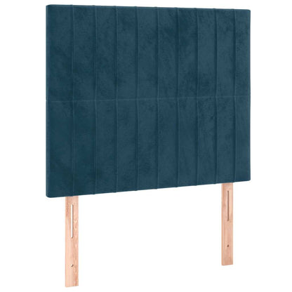 Letto a Molle con Materasso e LED Blu Scuro 80x200cm in Velluto | homemem39