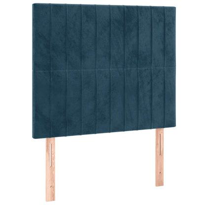 Letto a Molle con Materasso e LED Blu Scuro 90x190cm in Velluto