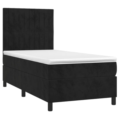 Letto a Molle con Materasso e LED Nero 90x200 cm in Velluto - homemem39
