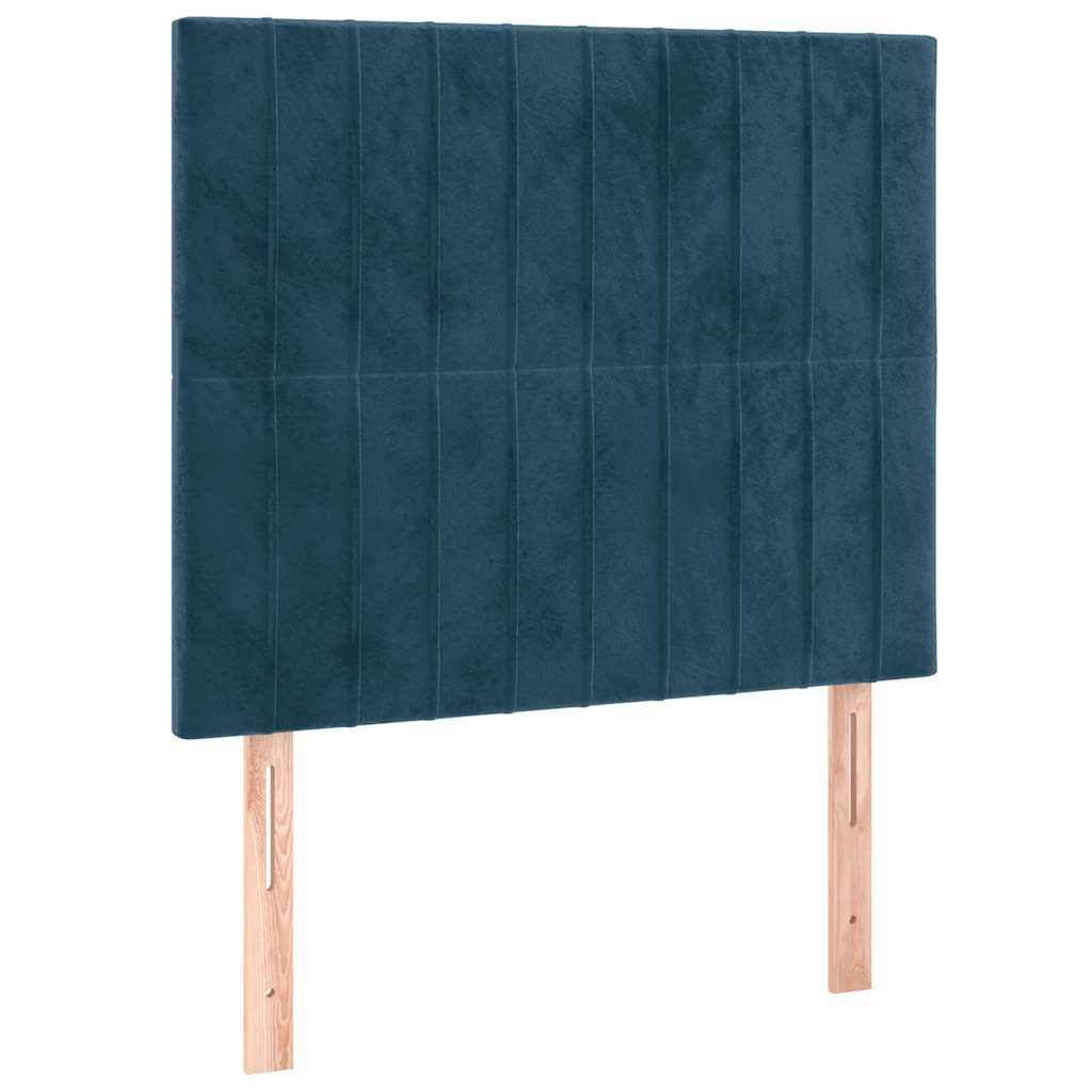 Letto a Molle con Materasso e LED Blu Scuro 90x200cm in Velluto