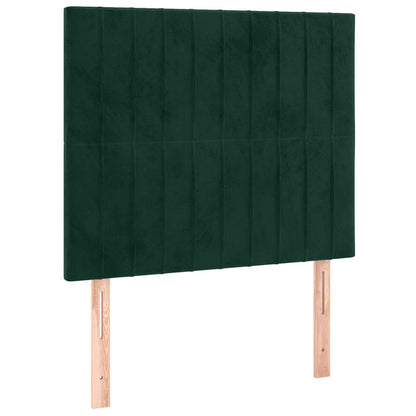 Letto a Molle con Materasso e LED Verde Scuro 100x200cm Velluto | homemem39