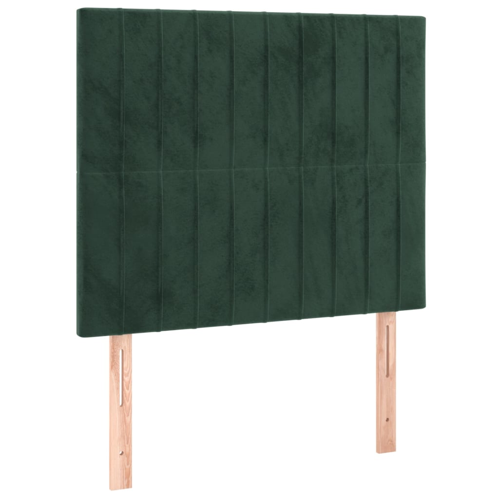 Letto a Molle con Materasso e LED Verde Scuro 100x200cm Velluto
