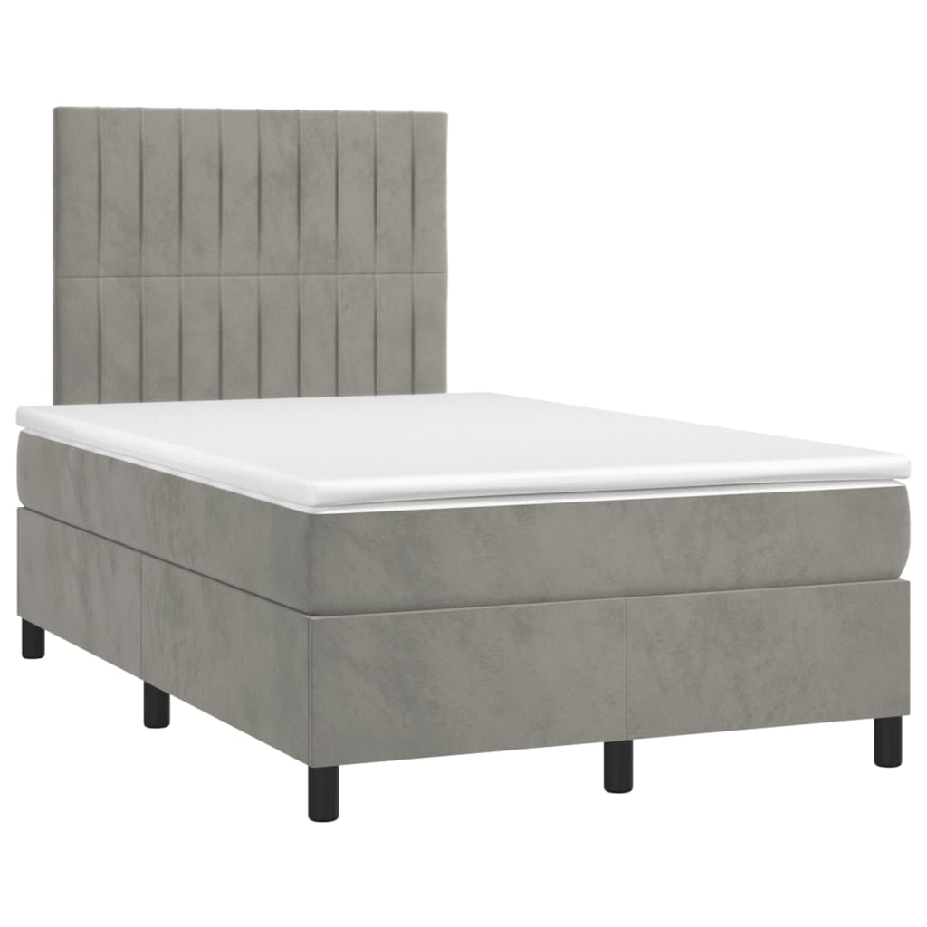 Letto a Molle Materasso e LED Grigio Chiaro 120x200 cm Velluto - homemem39