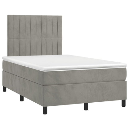 Letto a Molle Materasso e LED Grigio Chiaro 120x200 cm Velluto - homemem39