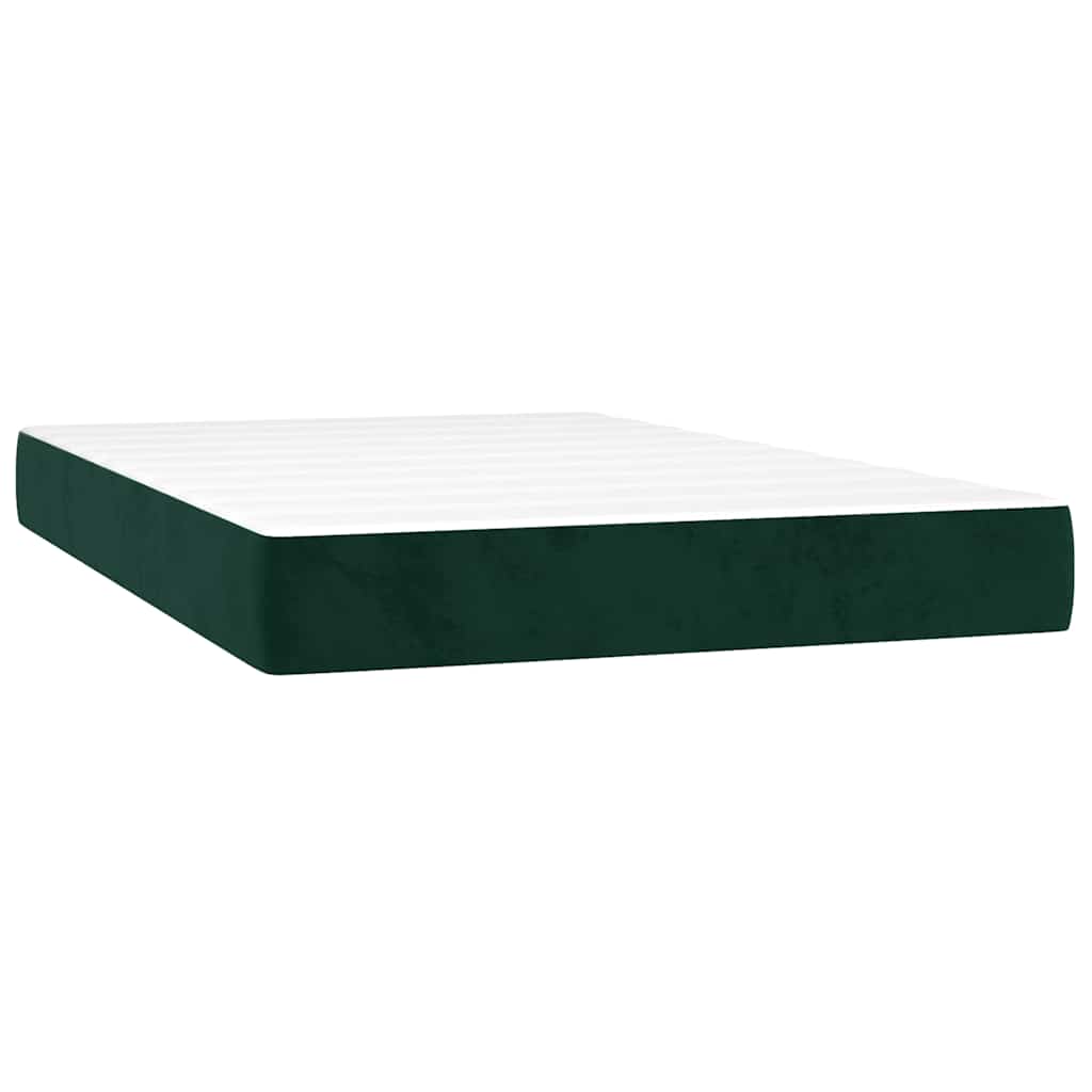 Letto a Molle con Materasso e LED Verde Scuro 120x200cm Velluto
