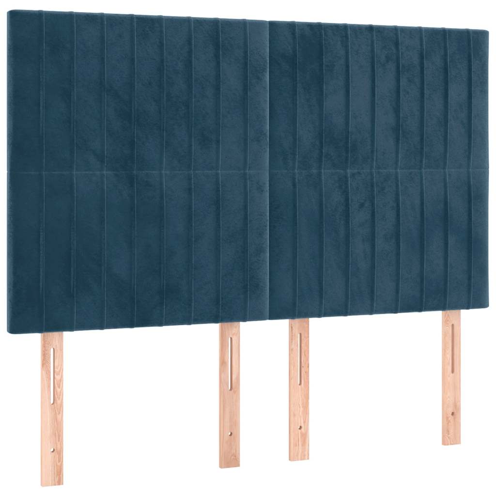 Letto a Molle con Materasso e LED Blu Scuro 140x190 cm