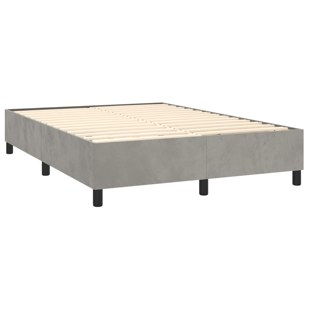 Letto a Molle Materasso e LED Grigio Chiaro 140x200 cm Velluto - homemem39