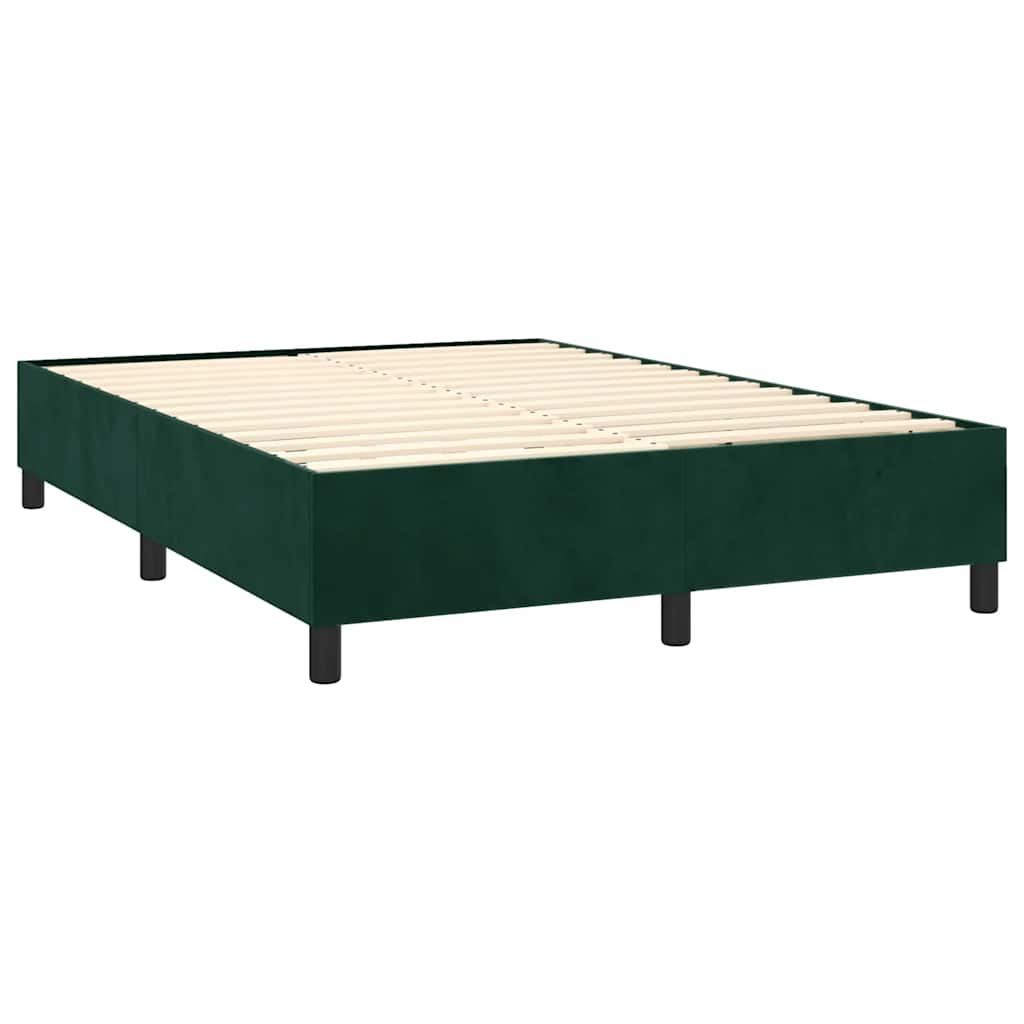 Letto a Molle con Materasso e LED Verde Scuro 140x200cm Velluto | homemem39