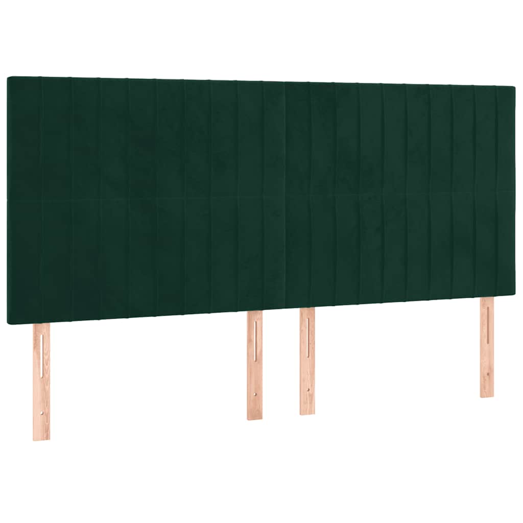Letto a Molle con Materasso e LED Verde Scuro 160x200cm Velluto | homemem39